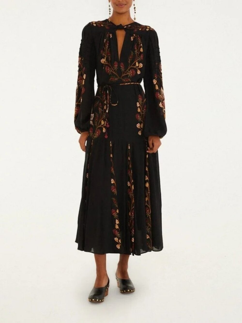 FARM RIO Maxi Dress Berry Garden Black Red Long New with Tags Size XS Gorgeous!